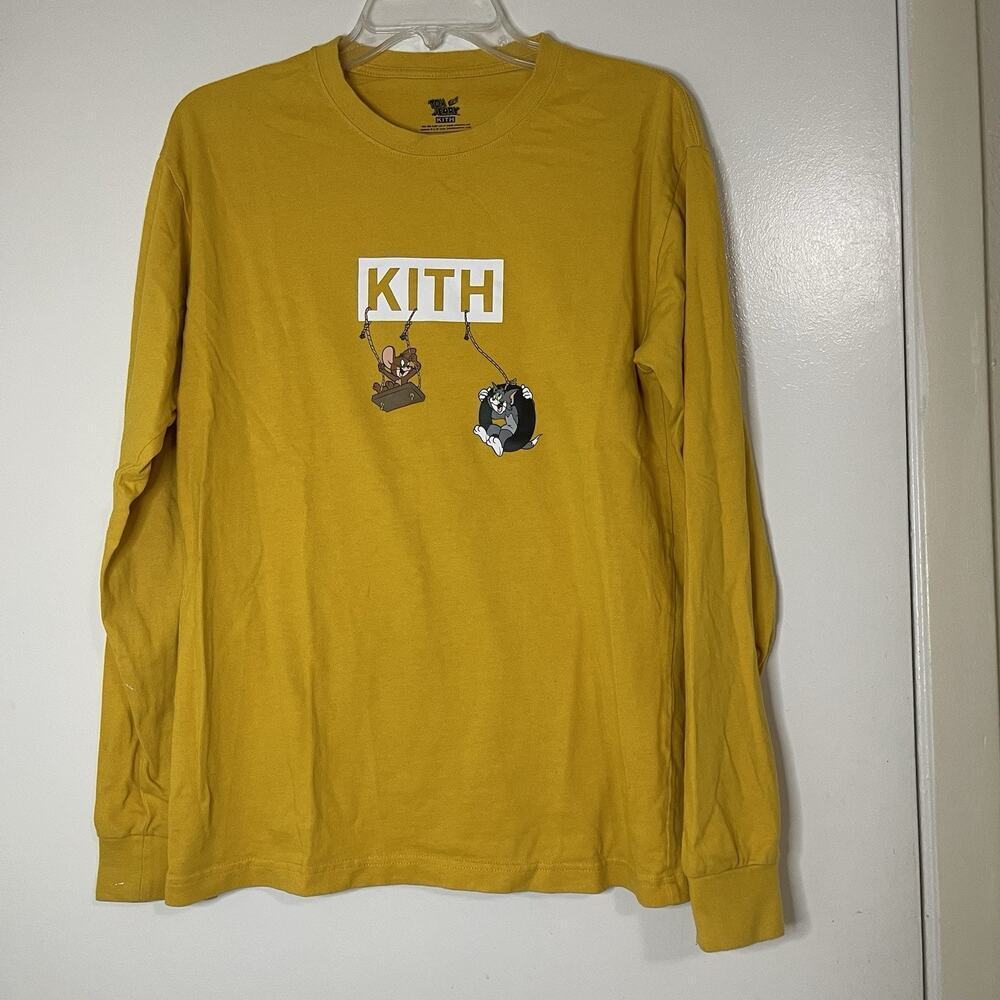 KITH Tom & Jerry Yellow long sleeve graphic crew neck tshirt size XS